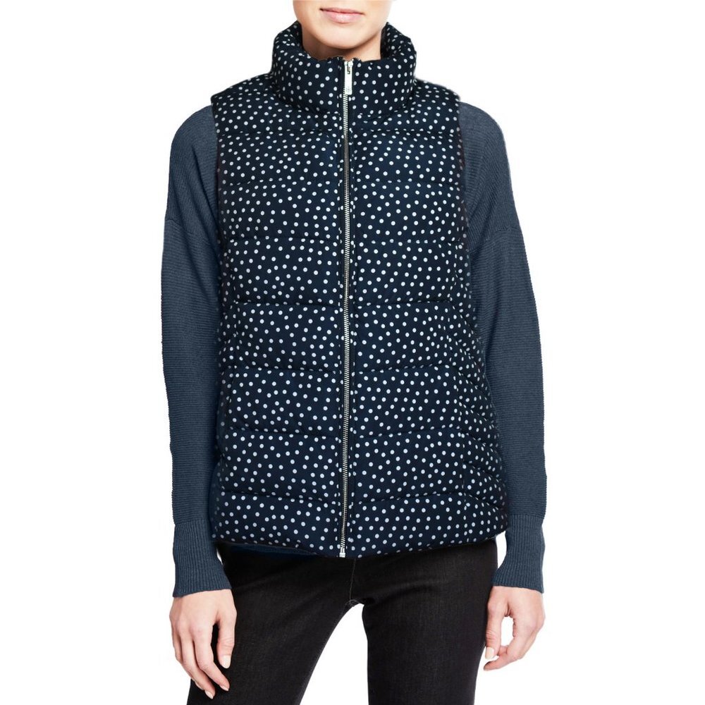 Tommy Hilfiger Women's Jacket Puffer Vest Midnight Polka Dot Size M - Picture 1 of 5